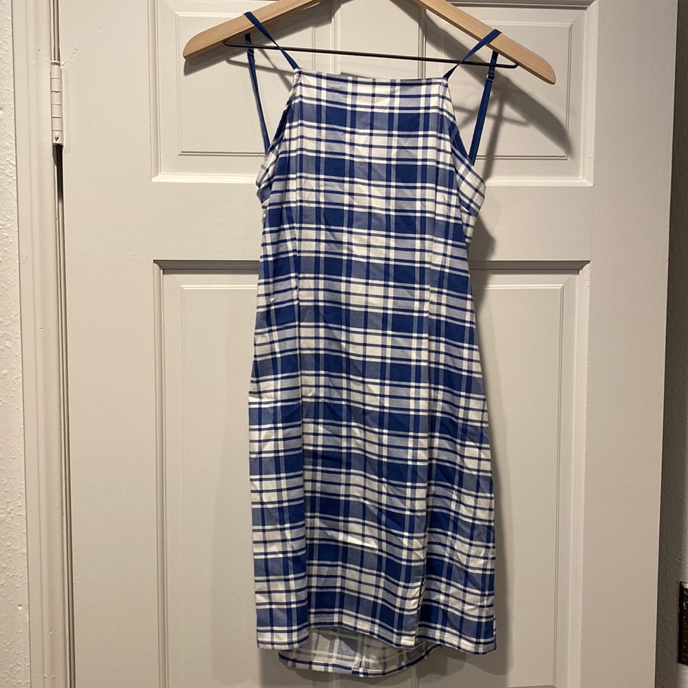 Plaid open back dress